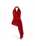 Monte Red Halter Velvet Top