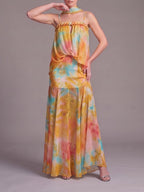 Myla Yellow Spaghetti Printed Maxi Dress