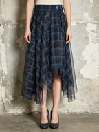 Monet Blue Checkered Skirt