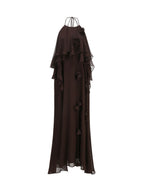 Myriam Coffee Halter Flower Maxi Dress
