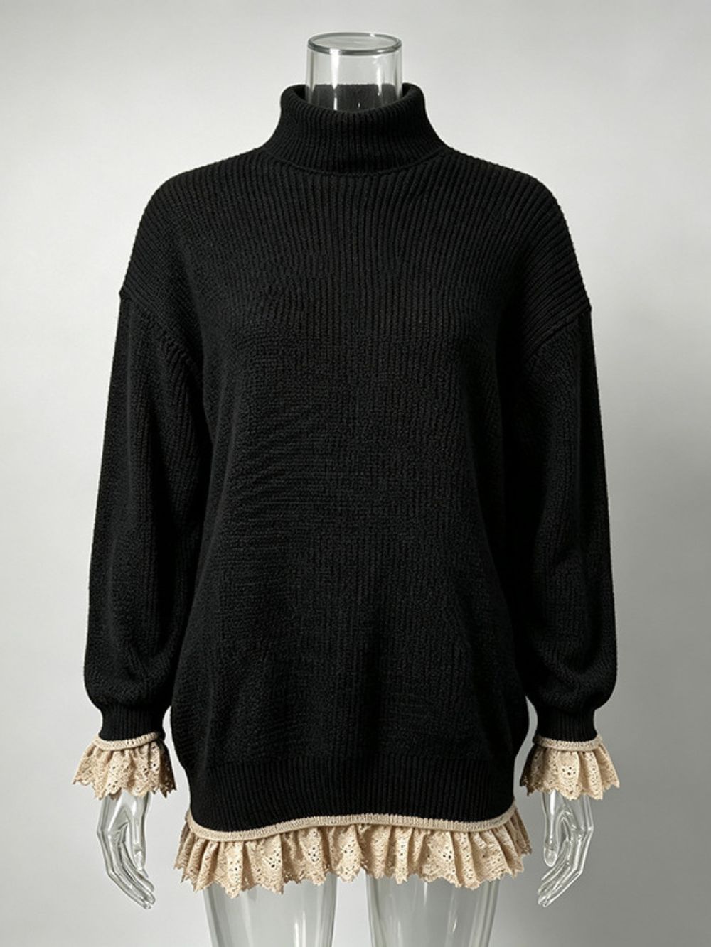Mitra Knitted Long-Sleeved Lace Sweater