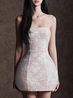 Myah Strapless Lace Mini Dress With Cape