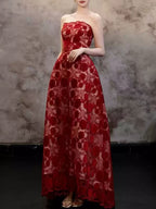 MyAnna Red Strapless Floral Maxi Dress
