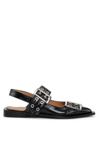 Anabella Buckle Ballerinas - Black Flowering Girl