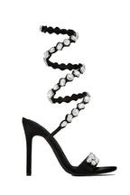 Laura Diamond Ankle Strap Stiletto Sandals - Black Flowering Girl