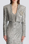 Laiki Diamante Sequin Cropped Blazer Flowering Girl