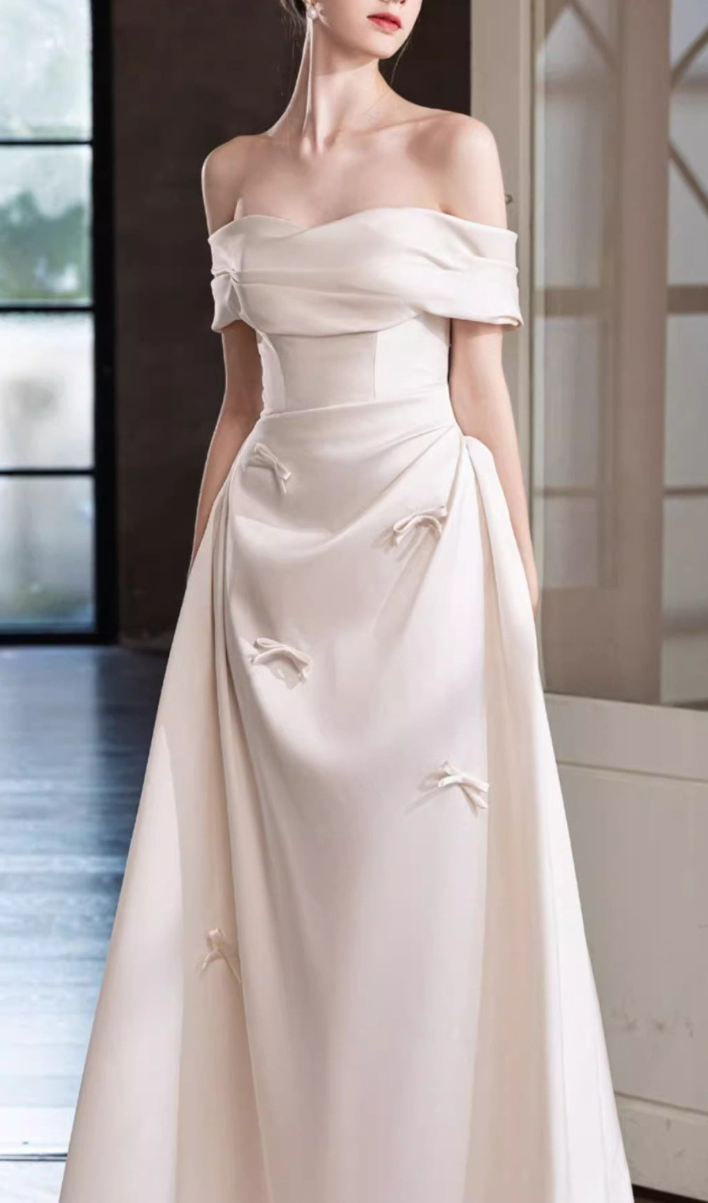Destiny Off-Shoulder Bow Wedding Dress Flowering Girl