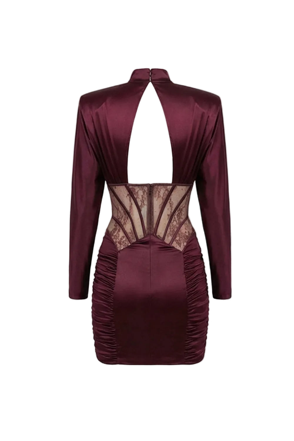 Phoebe Satin Mini Dress With Lace Corset Insert – Burgundy Flowering Girl