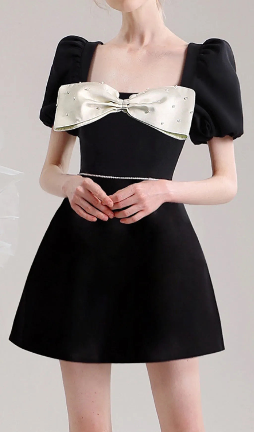 Cheick Black Bow Mini Dress Flowering Girl