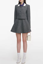 Euryda Herringbone Polka Dot Scarf Jacket Flowering Girl