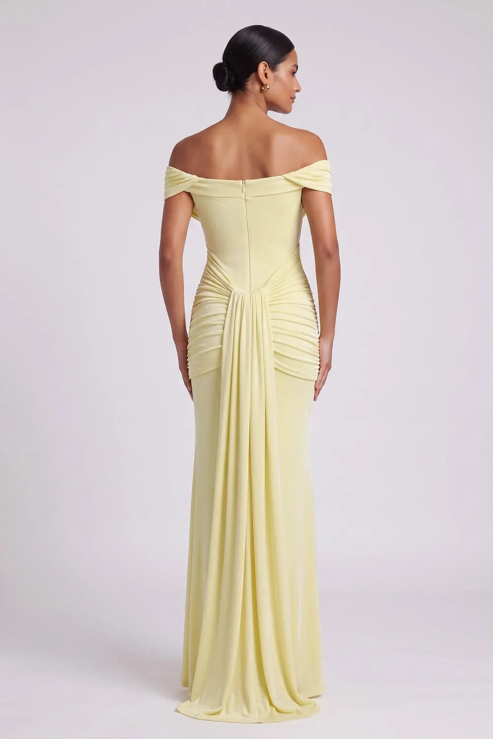 Pale Yellow Stretch Jersey Column Gown Flowering Girl