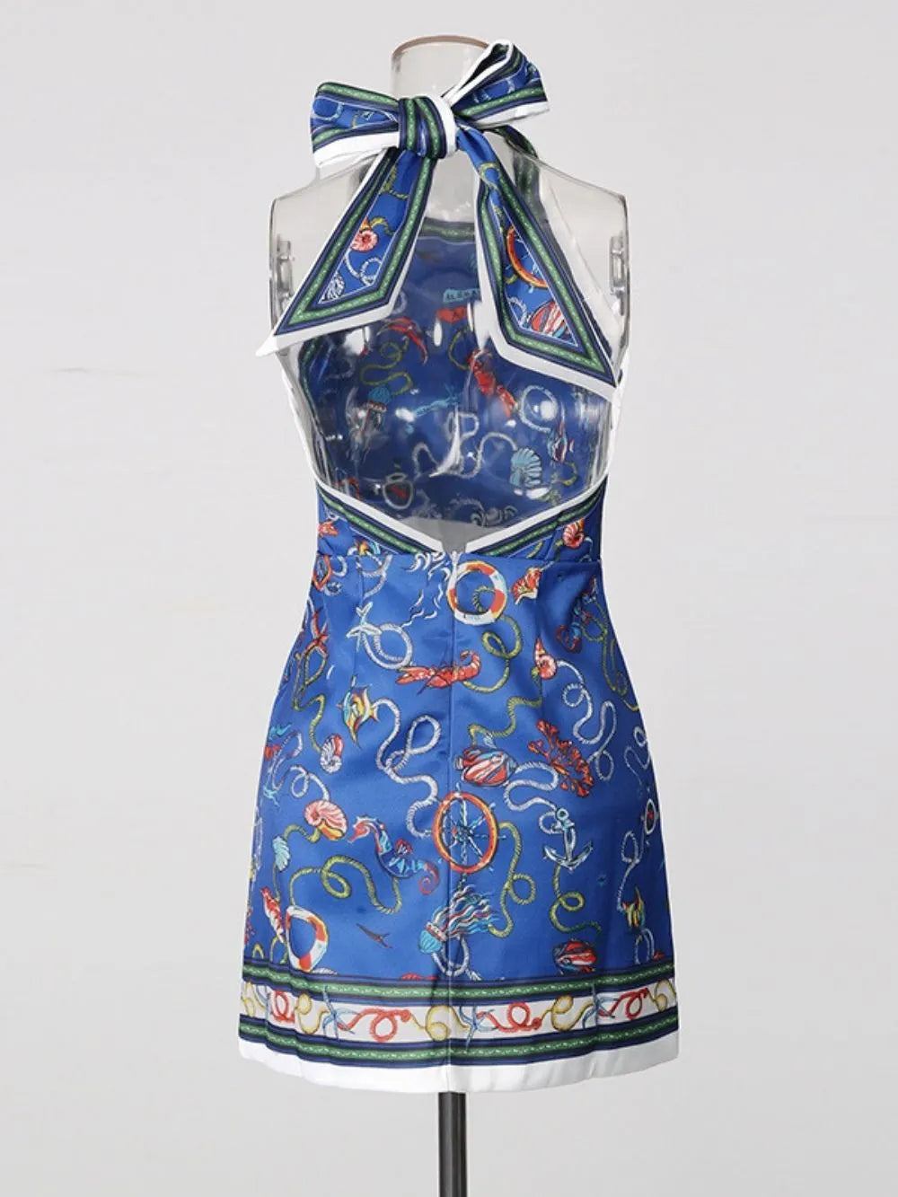 Matsuko Halter Printed Mini Dress Flowering Girl