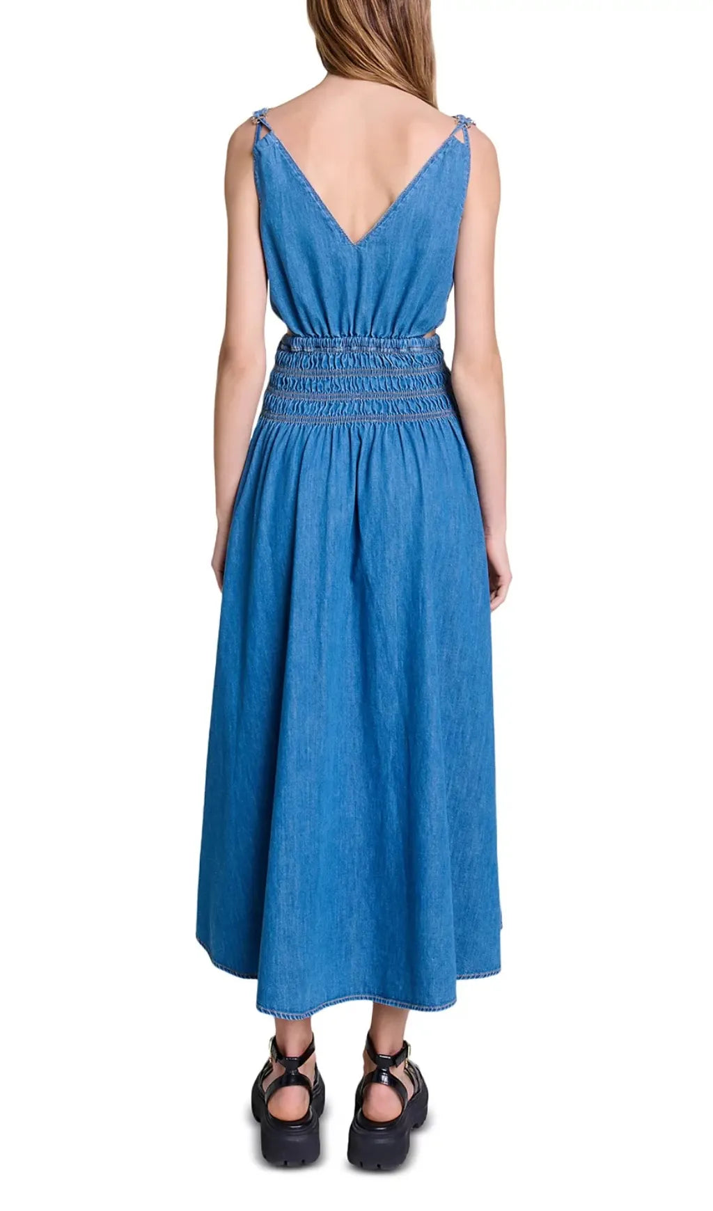 Runim Cutaway Denim Maxi Dress Flowering Girl