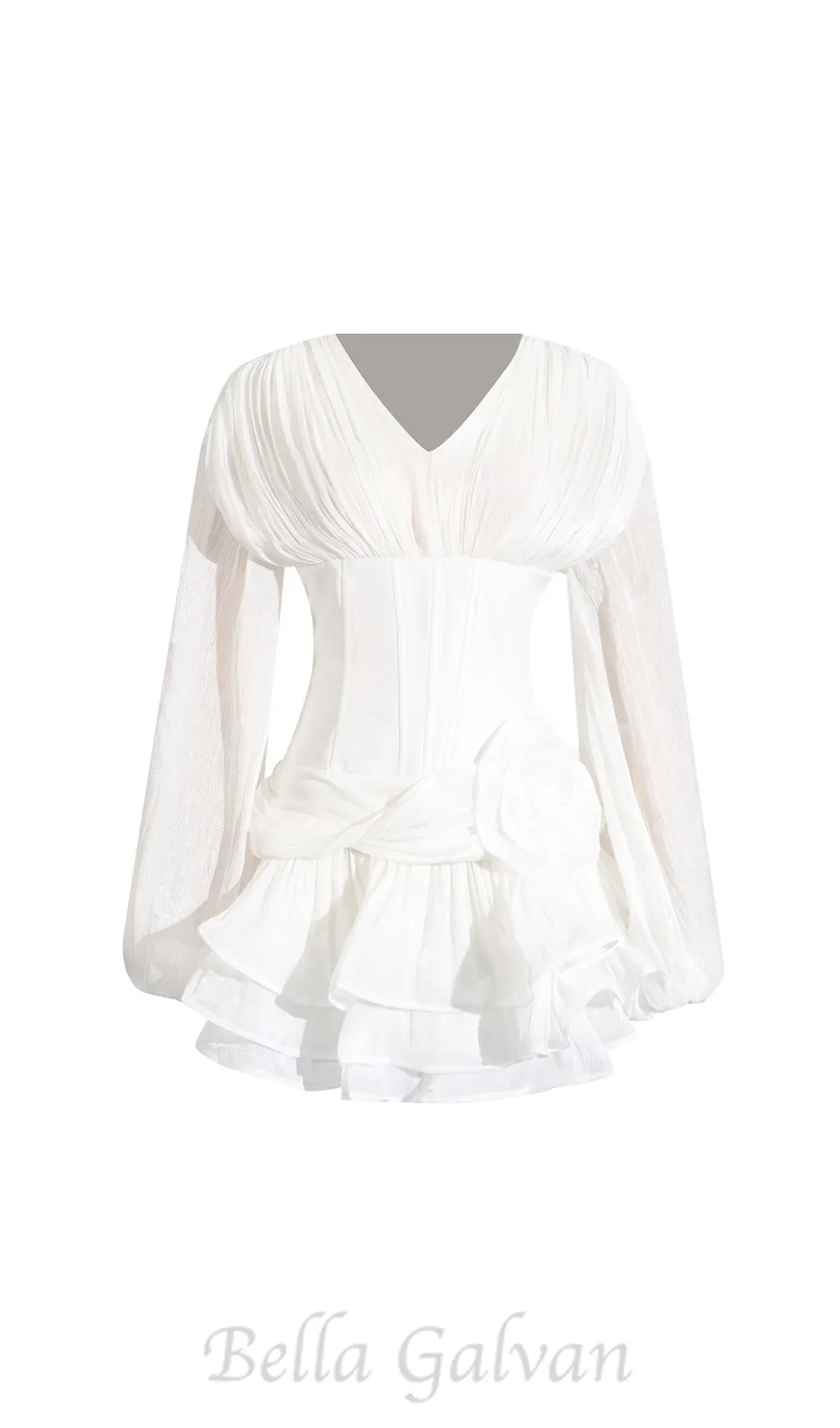 wallis 3d flower ruffle trim mini dress in white Flowering Girl
