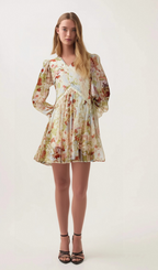 Ailis floral-print lace-detail mini dress Flowering Girl