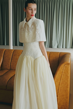 Brooke White Lace Panel Cape & Dress Set Flowering Girl
