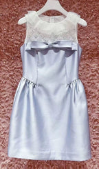 Kimiyo Blue Lace Sequin Bow Mini Dress Flowering Girl