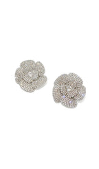 Assumpta Silver Five-Petal Rhinestone Earrings Flowering Girl