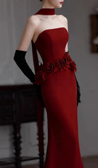 Edena Red Strapless Flower Maxi Dress Flowering Girl
