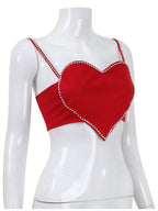 Ayako Emebellished Heart Crop Top Flowering Girl