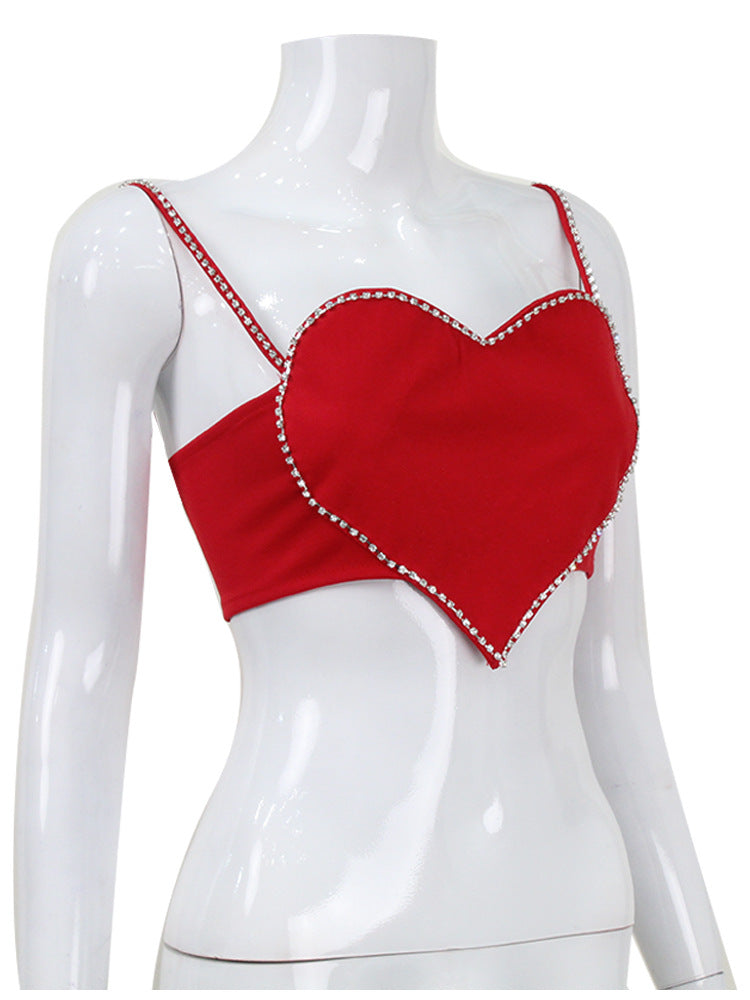 Ayako Emebellished Heart Crop Top Flowering Girl