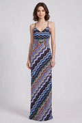 Blue Fine Knit Chevron Maxi Dress Flowering Girl