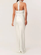 Maricruz White Halter Maxi Dress Flowering Girl