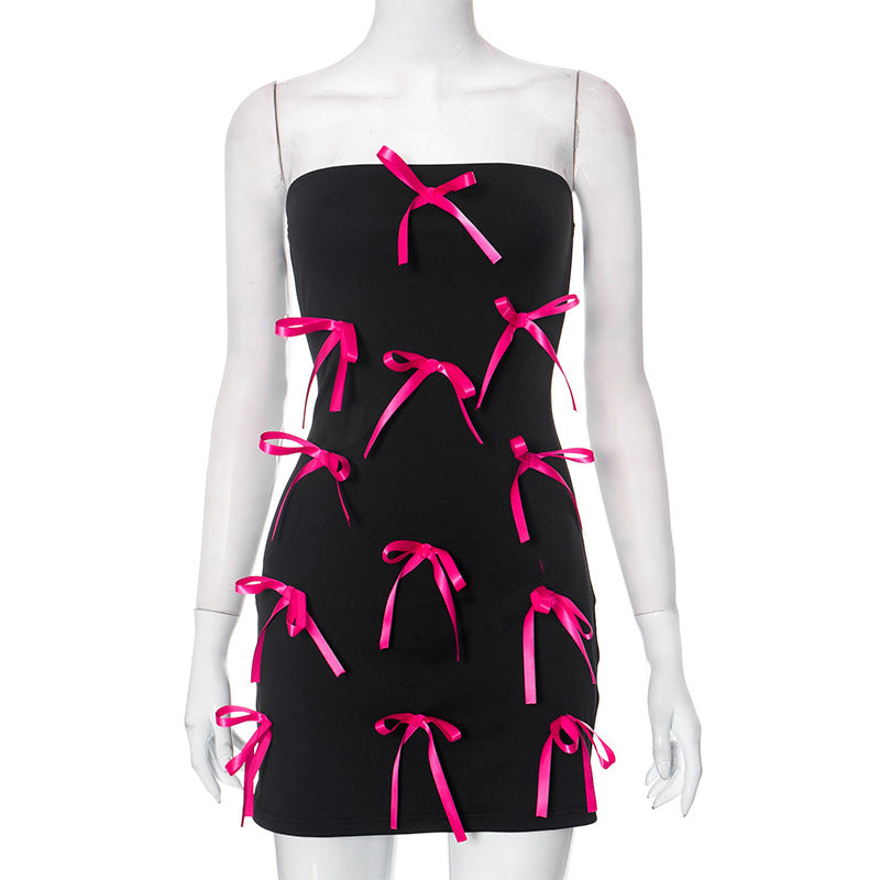 Strapless Bow Mini Dress Flowering Girl