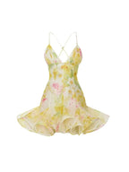 Brasken V Neck Floral Mini Dress Flowering Girl