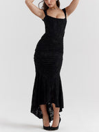 Black Bell Floral Maxi Dress Flowering Girl