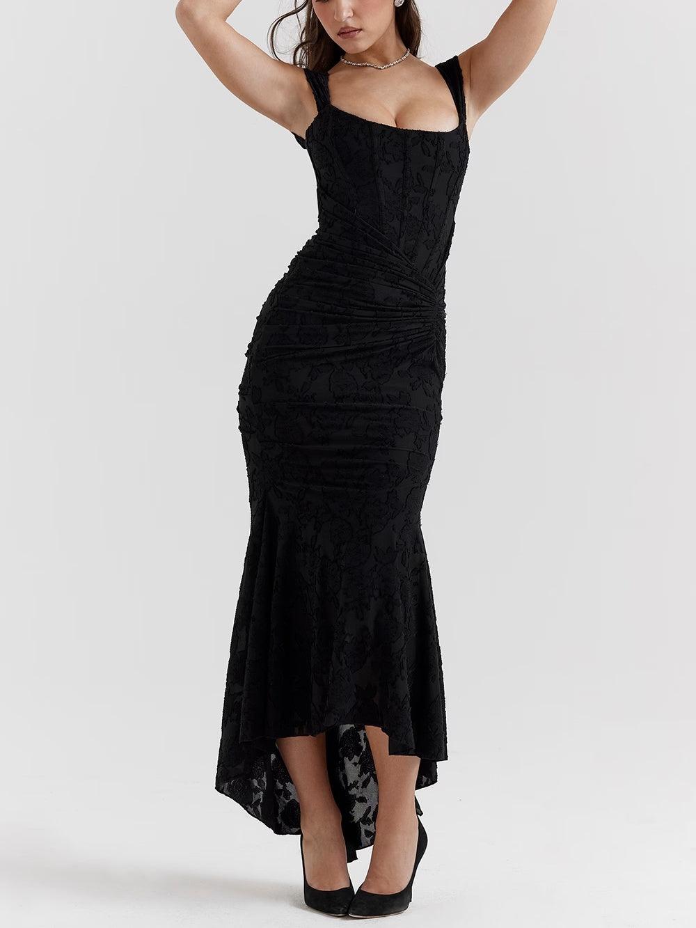 Black Bell Floral Maxi Dress Flowering Girl