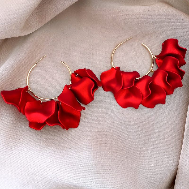 Dina Red Petal Earrings Flowering Girl