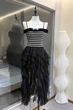 Rhinestone Bow Tweed Top & High-Low Ruffle Tulle Skirt Two-Piece Set Flowering Girl