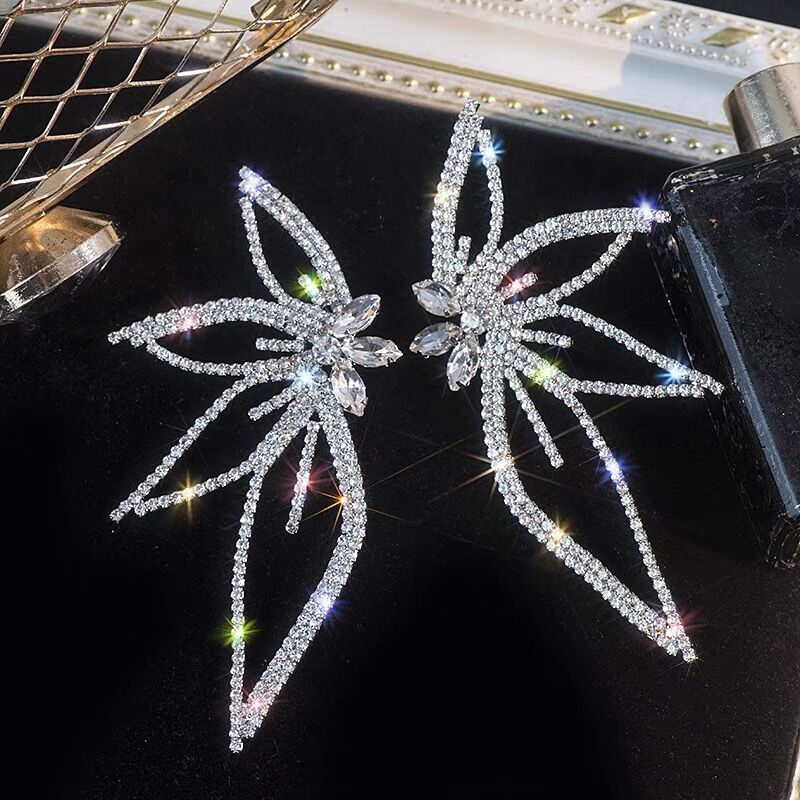 Crystal Flower Earrings In Silver Flowering Girl