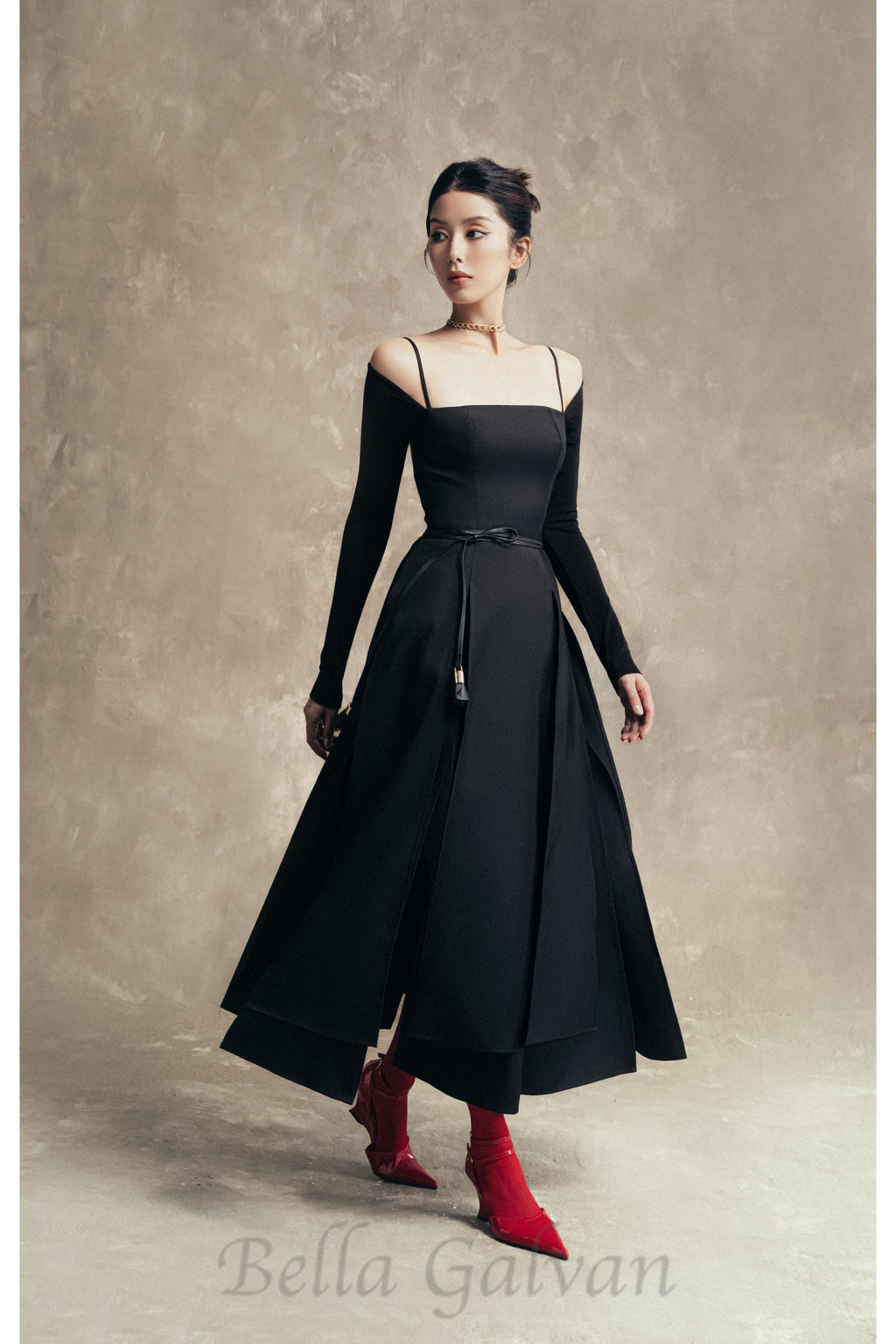 PHANTOM Fringed Midi Dress in black Flowering Girl