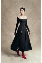 PHANTOM Fringed Midi Dress in black Flowering Girl