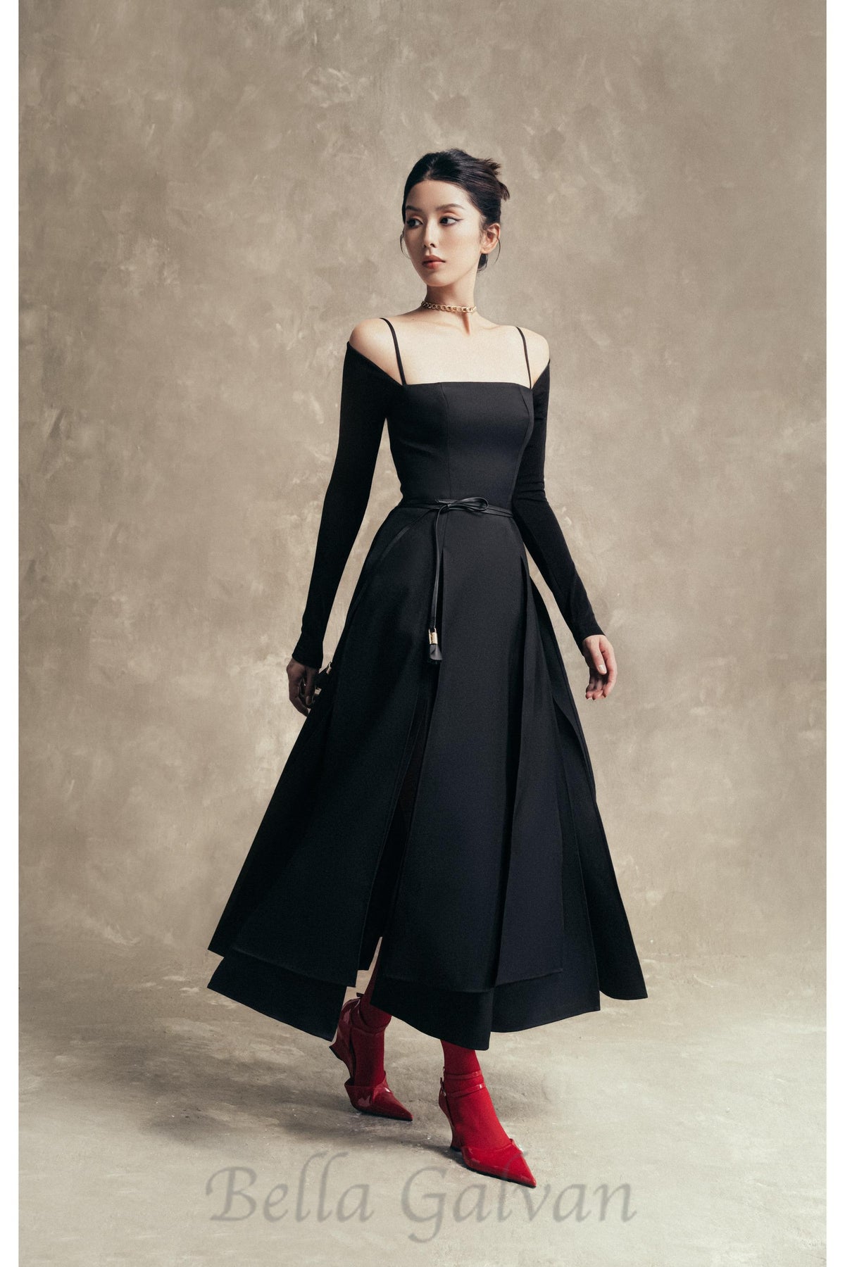PHANTOM Fringed Midi Dress in black Flowering Girl