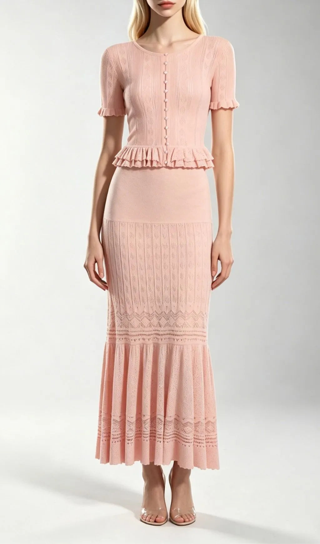 Kiely Pink Knit Two-Piece Set Flowering Girl