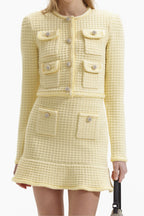 Yellow Textured Knit Jacket Flowering Girl