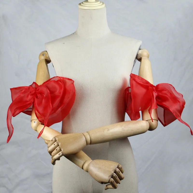Organza Giant Bow Detachable Short Arm Cuffs Flowering Girl