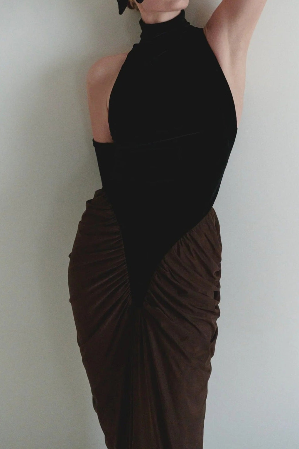 Velvet Mesh Patchwork Maxi Dress In Black Flowering Girl