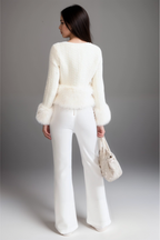 Tweed Jacket Withfaux Fur Accents Flowering Girl