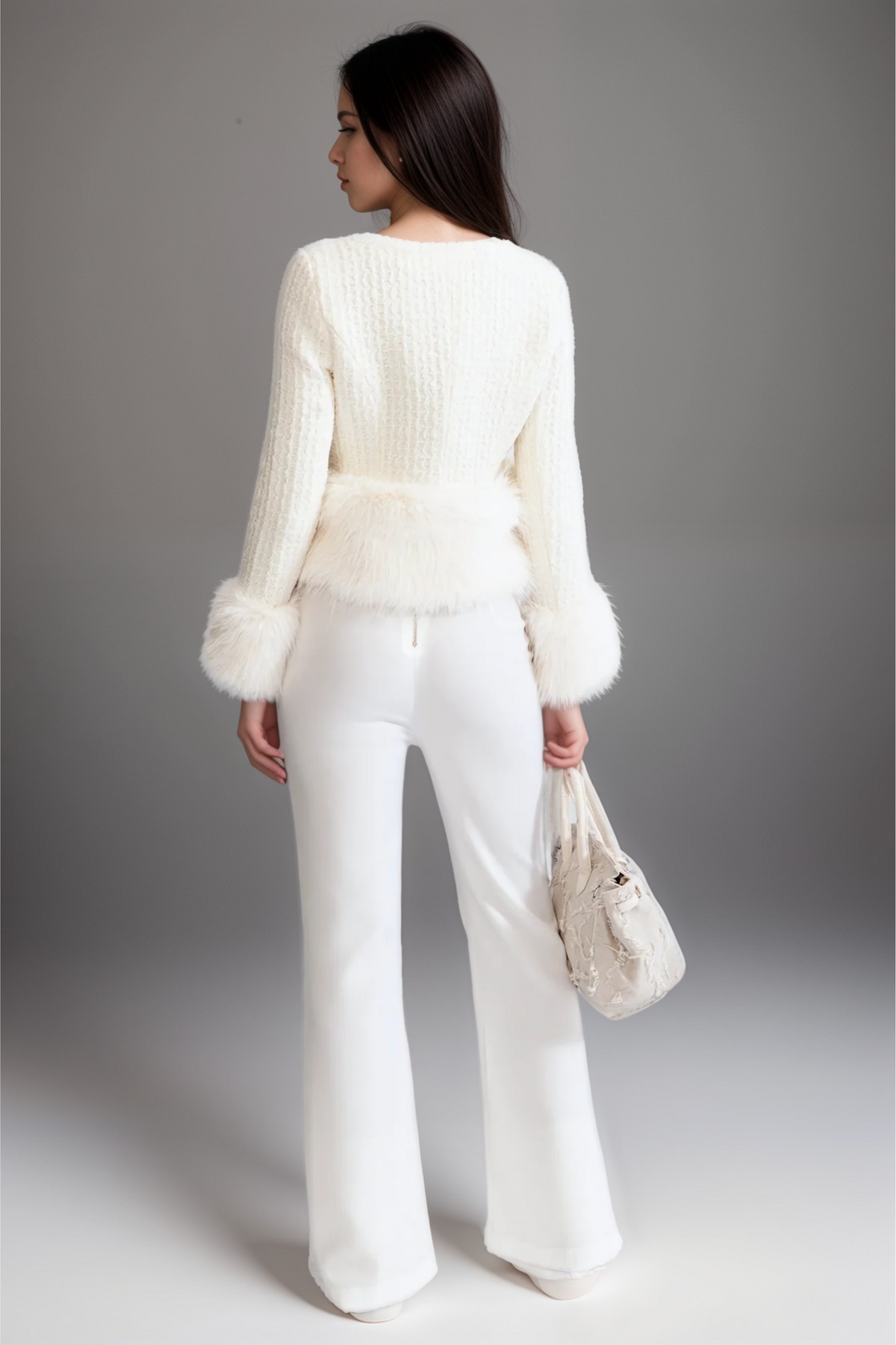 Tweed Jacket Withfaux Fur Accents Flowering Girl