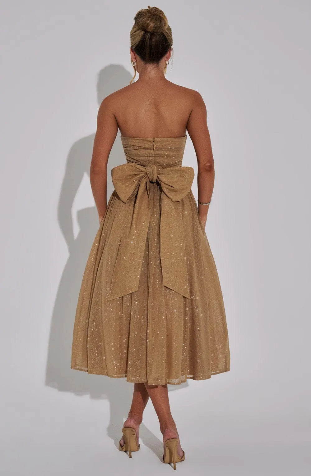 Marissa Midi Dress - Gold Sparkle Flowering Girl