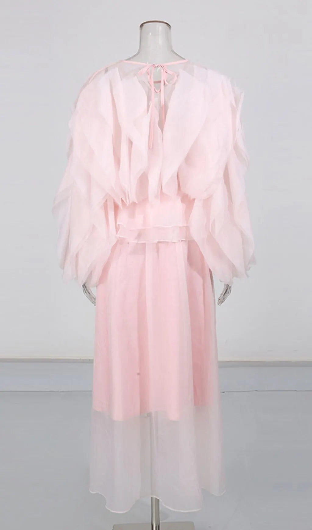 Lesley Pink Ruffle Maxi Dress Flowering Girl