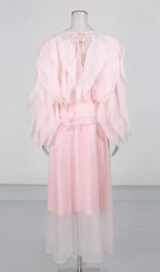 Lesley Pink Ruffle Maxi Dress Flowering Girl