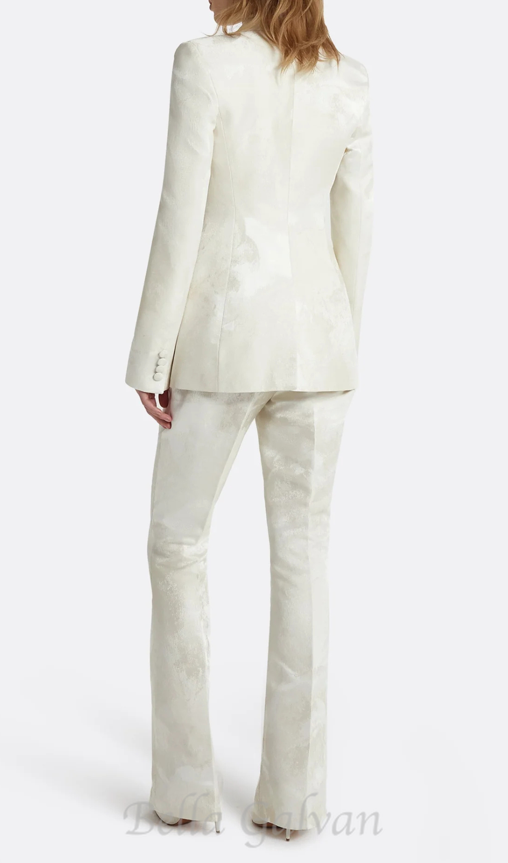 jacquard double-breasted blazer suit in ivory Flowering Girl
