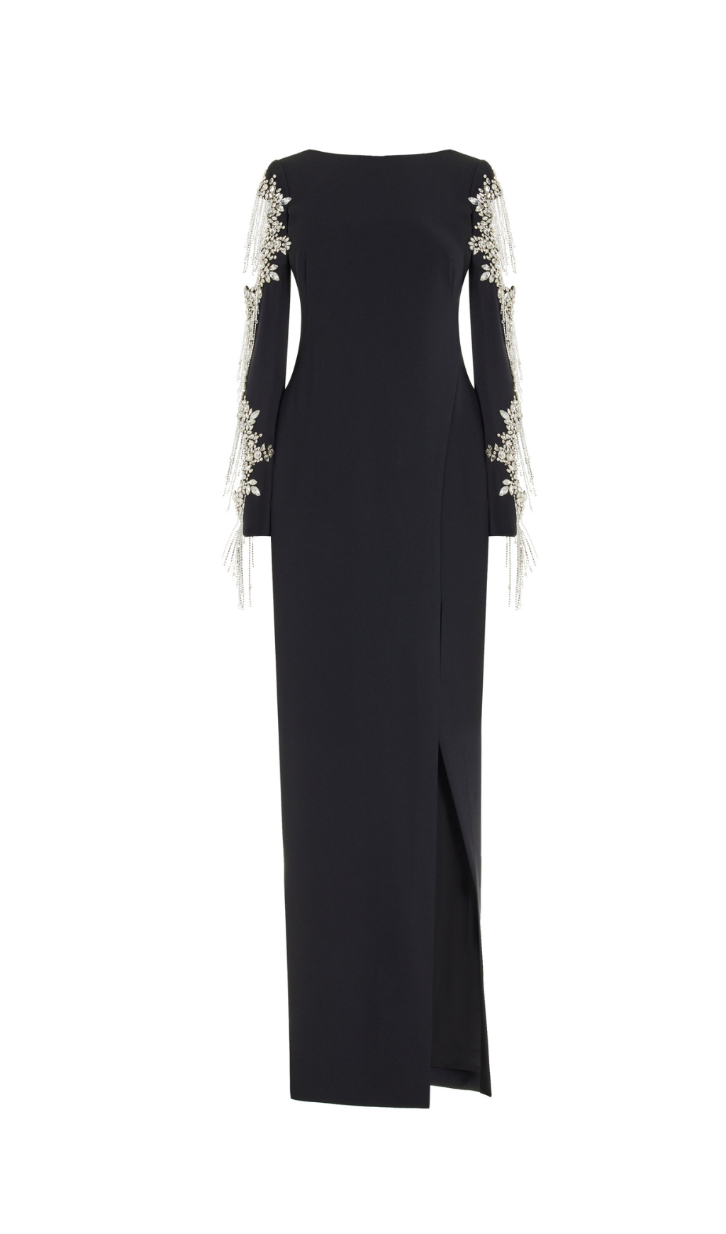Crystal-Embellished Crepe Gown In Black Flowering Girl
