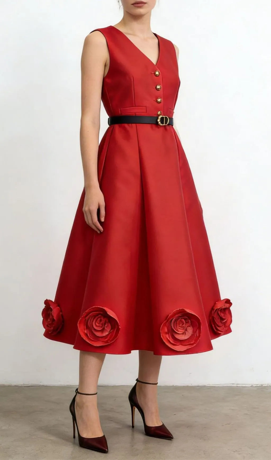 Jalisa Sleeveless Floral Hem Midi Dress Flowering Girl