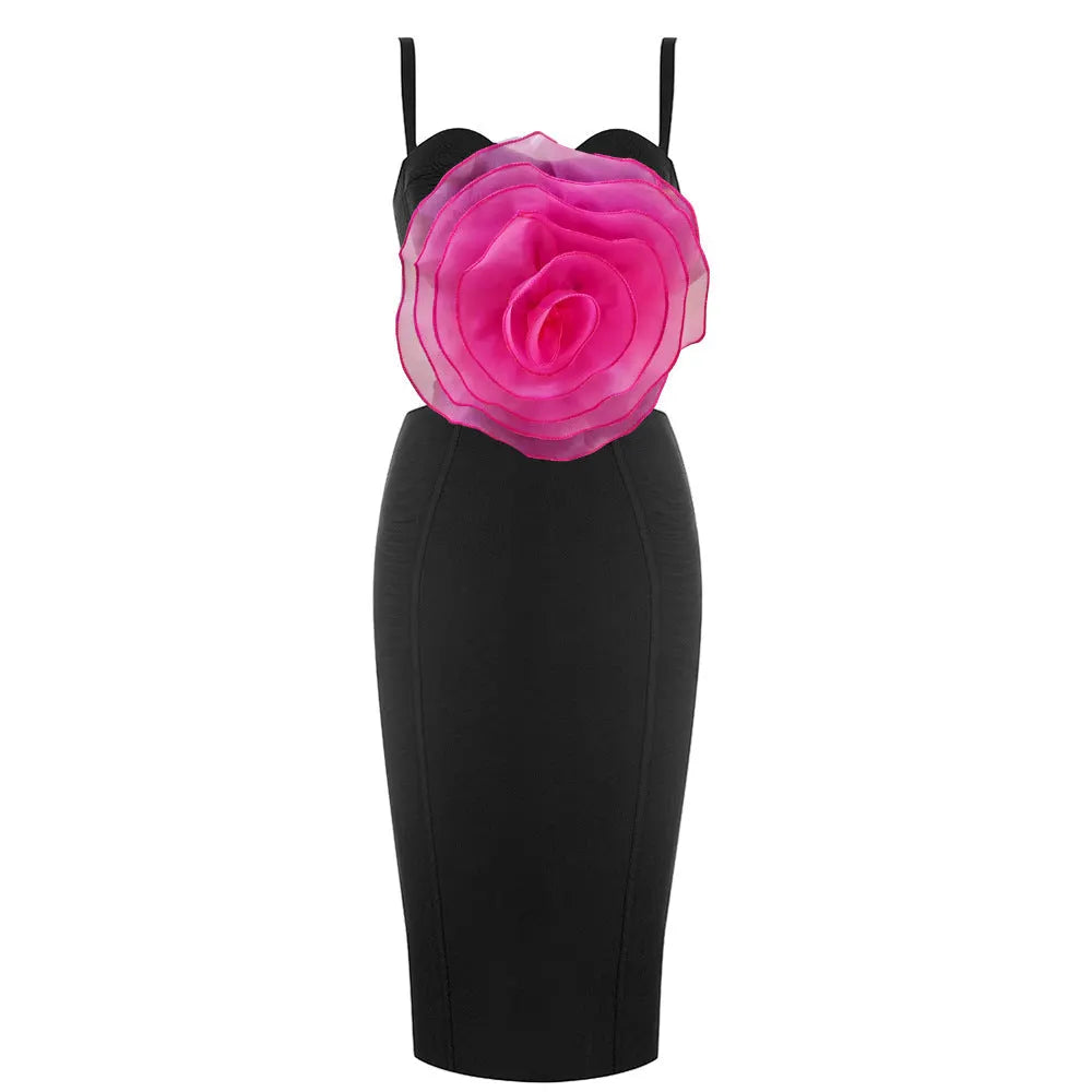Jacey Mesh Flower Bandage Midi Dress Flowering Girl